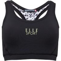 elle sport womens printed panelled performance sports bra top blackgeo ...