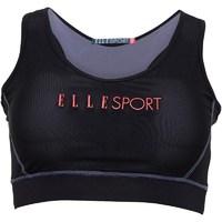 ELLE SPORT Womens Mesh Panelled Performance Sports Bra Top Black Reflective