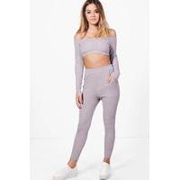 elouise rib lounge co ord grey