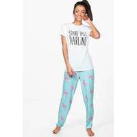 Ella Stand Flamingo T-Shirt And Trousers - multi