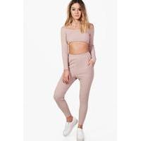 elouise rib lounge co ord stone