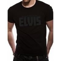 Elvis Presley - Black On Black Logo Unisex Small T-Shirt - Black