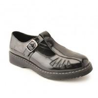 eliza black patent girls buckle school shoes