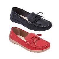 Elba Ladies? Loafers (1 + 1 FREE), Black and Red, Size 4, Faux leather