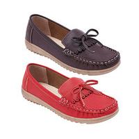 Elba Ladies? Loafers (1 + 1 FREE), Brown and Red, Size 3, Faux leather