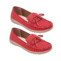 Elba Ladies? Loafers (1 + 1 FREE), Red and Red, Size 7, Faux leather