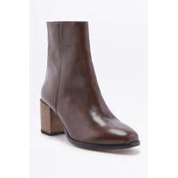 Elisa Burgundy Leather Heeled Ankle Boots, MAROON