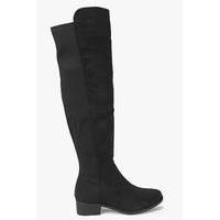 Elastic Back Flat Over Knee Boot - black