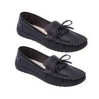 Elba Ladies? Loafers (1 + 1 FREE), Black and Black, Size 4, Faux leather