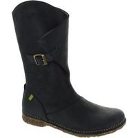 El Naturalista n916 women\'s side zip black mid calf leather buckle boots new women\'s High Boots in black