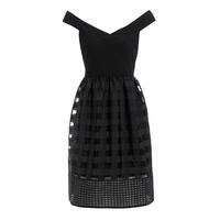 elise ryan bardot fit and flare dress in black