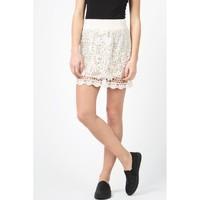 elastic waist crochet mini skirt