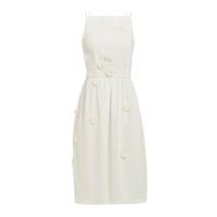 elise ryan skater dress with scattered floral detail in ivory