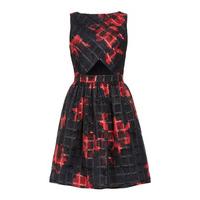 elise ryan skater dress with cut out detail in black and red