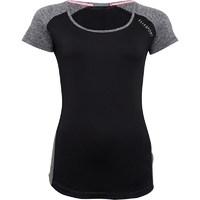 ELLE SPORT Womens Marl Panelled Performance Training Top Black/Sugar Lime