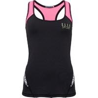 ELLE SPORT Womens Printed Panelled Performance Support Vest Black/Geo Print/Neon