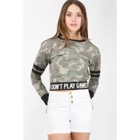 elastic hem camo sweat