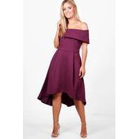 Elizabeth Double Layer Midi Dress - burgundy