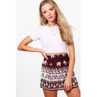 Elephant Print Shorts - berry