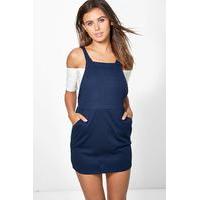 Ella Textured Pinafore Dress - navy