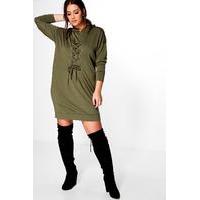 eloise lace up sweat dress khaki