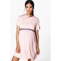 Eliza Embroidered Trim Skater Dress - blush