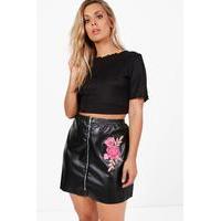 eleanor floral pu mini skirt black