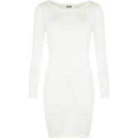 Elise Basic Long Sleeve Bodycon Mini Dress - Cream