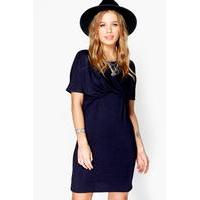 Elle Twist Front T-Shirt Dress - navy