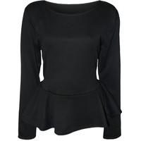 Elena Long Sleeve Peplum Top - Dark Brown