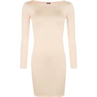 Elise Basic Long Sleeve Bodycon Mini Dress - Peach