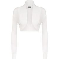 Elea Basic Long Sleeve Shrug - White