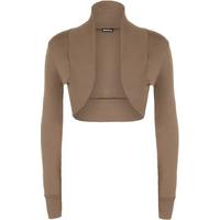 elea basic long sleeve shrug mocha