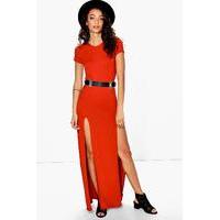 Ellie Double Split Maxi Dress - rust