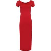 eliana short sleeve side slit maxi dress red