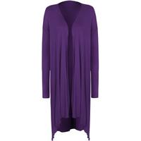 Elida Hanky Hem Waterfall Cardigan - Purple