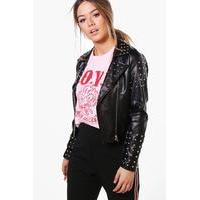 Ellie Studded PU Biker Jacket - black