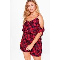 Ellie Tropical Printed Cold Shoulder Playsuit - multi