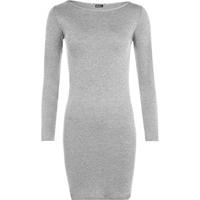 elise basic long sleeve bodycon mini dress grey