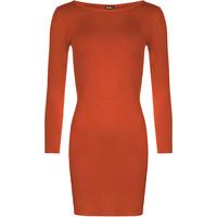 Elise Basic Long Sleeve Bodycon Mini Dress - Rust