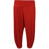 elise plain elasticated harem trousers red