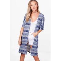 Elephant Paisley Print Kimono - blue