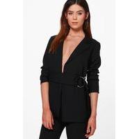 Elba Woven Buckle Blazer Jacket - black