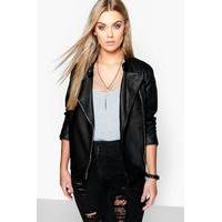 Eliza Quilted Faux Leather Biker Jacket - black