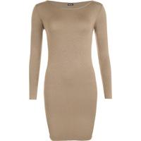 Elise Basic Long Sleeve Bodycon Mini Dress - Mocha