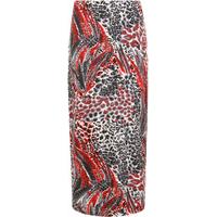 eloise red animal maxi skirt black