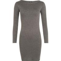 Elise Basic Long Sleeve Bodycon Mini Dress - Dark Grey
