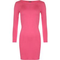 Elise Basic Long Sleeve Bodycon Mini Dress - Cerise