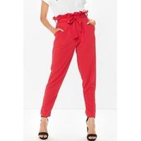 Eliza Red Paper Bag Tie Waist Trousers