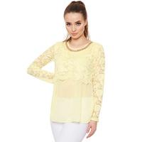 Elena Lace Chiffon Party Top - Yellow